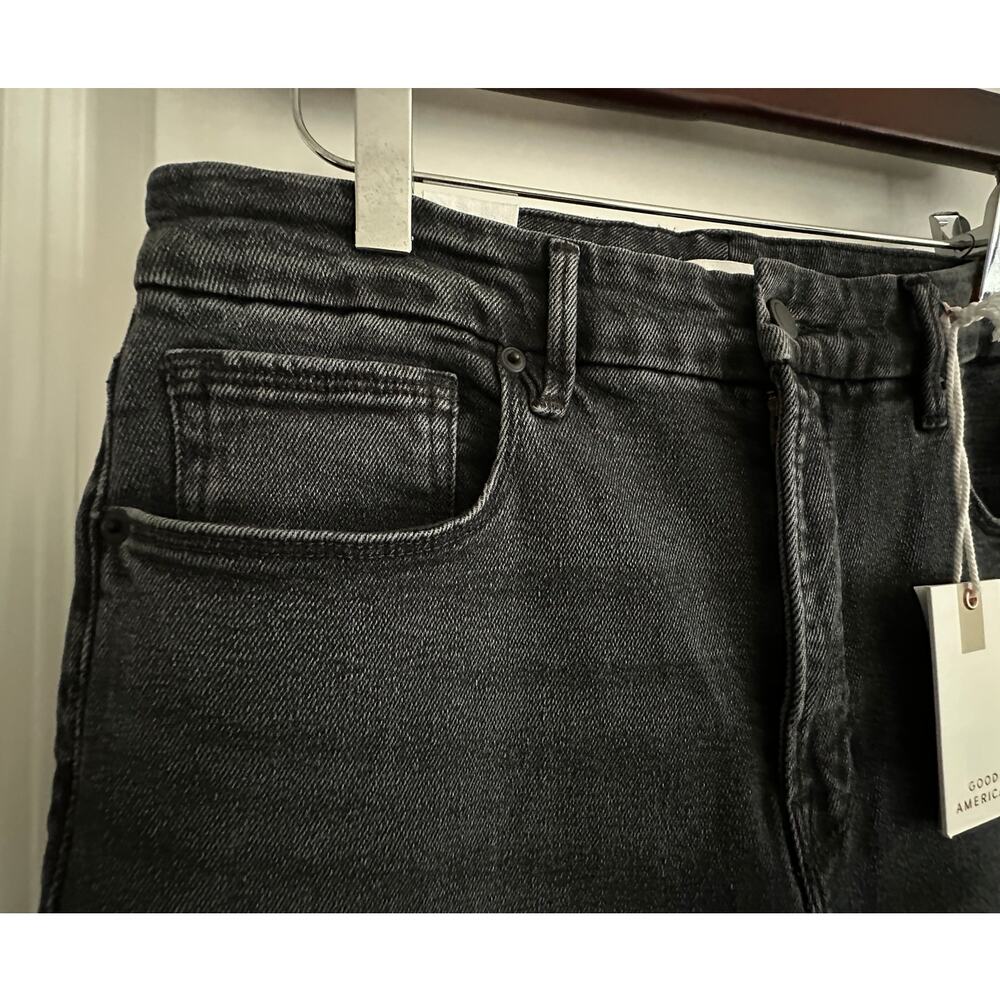 NWT Good American Good Classic Bootcut Jeans Black 10/30 Split Hem - Picture 10 of 16
